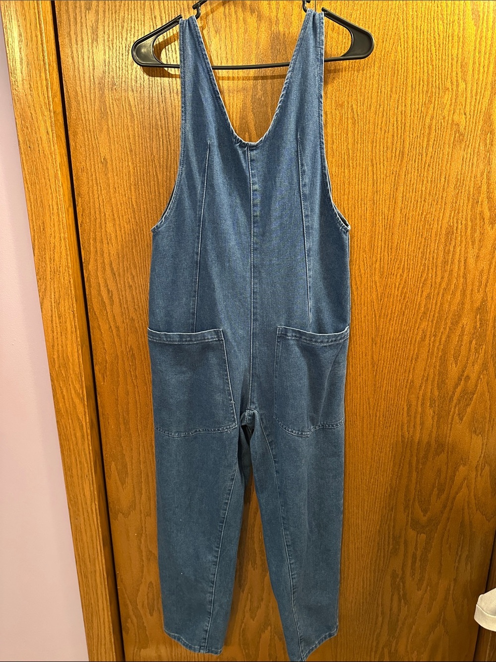 Denim Overalls Jumpsuit in Medium Blue size extra small.